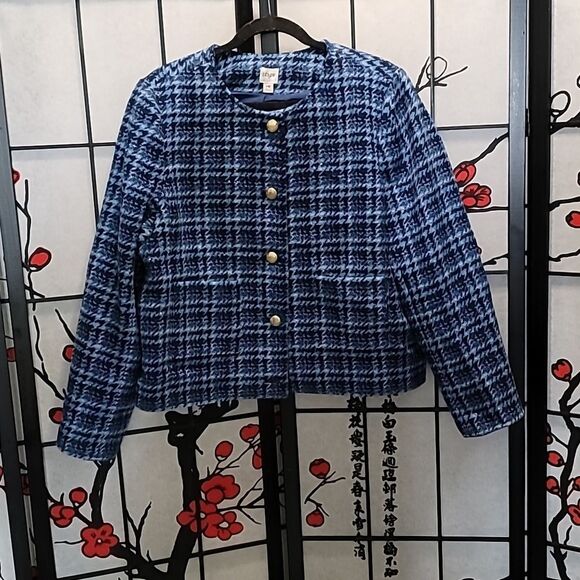J.Crew Factory Lady Jacket Blue Tweed - Picture 3 of 10